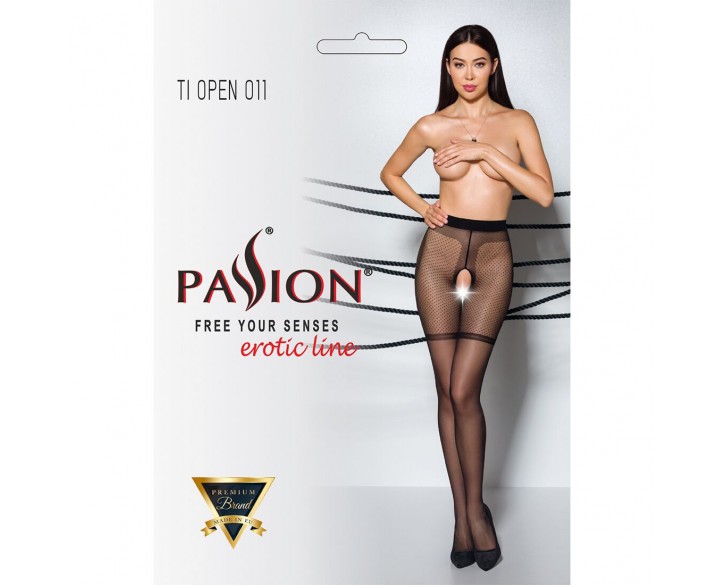 Колготки з відкритим доступом, контрастні шортики TIOPEN 011 beige 1/2 (20 den) — Passion