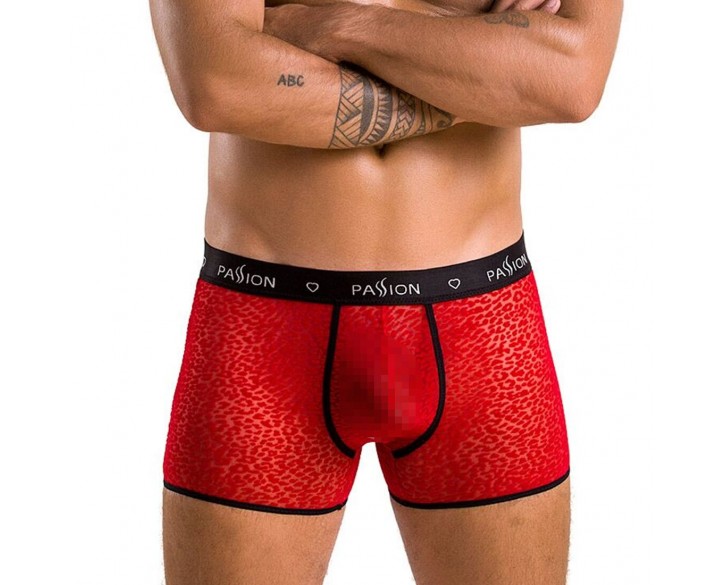 Чоловічі прозорі боксери Passion 046 Short Parker L/XL Red, сітка, під леопард