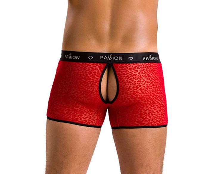 Чоловічі прозорі боксери Passion 046 Short Parker L/XL Red, сітка, під леопард