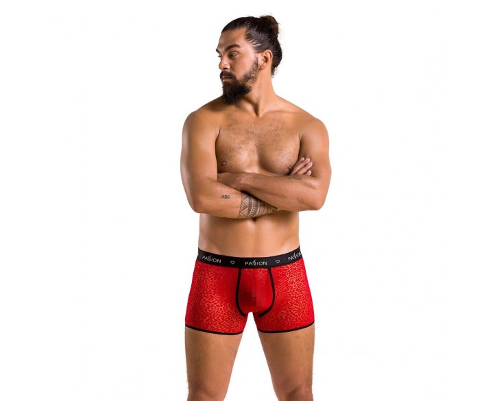 Чоловічі прозорі боксери Passion 046 Short Parker L/XL Red, сітка, під леопард