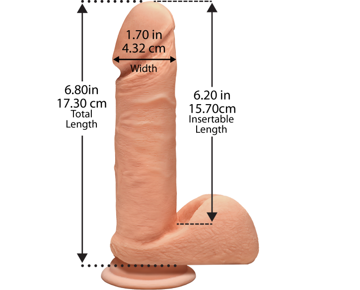 Фалоімітатор Doc Johnson The D - Perfect D - 7 Inch With Balls - ULTRASKYN, діаметр 4,5 см