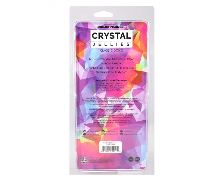 Фалоімітатор Doc Johnson Crystal Jellies - 8.5 Inch Сlassic Dong - Rainbow