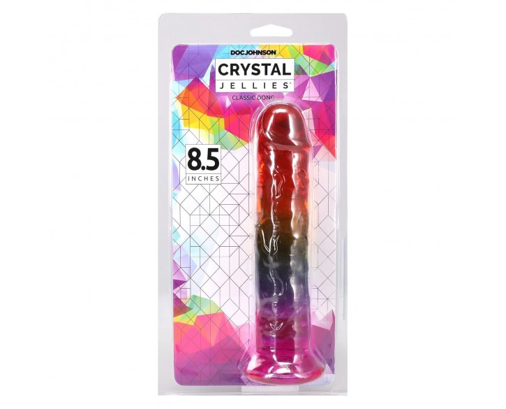 Фалоімітатор Doc Johnson Crystal Jellies - 8.5 Inch Сlassic Dong - Rainbow