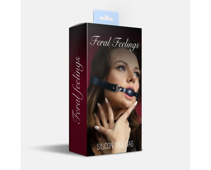 Кляп силіконовий Feral Feelings Silicon Ball Gag Black/Black, чорний ремінець, чорна кулька