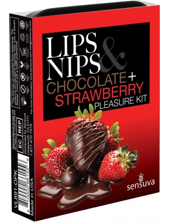 Подарунковий набір Sensuva Lips & Nips Pleasure Kit - Chocolate Strawberry 2 x 4г