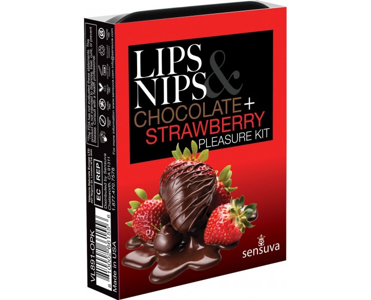 Подарунковий набір Sensuva Lips & Nips Pleasure Kit - Chocolate Strawberry 2 x 4г