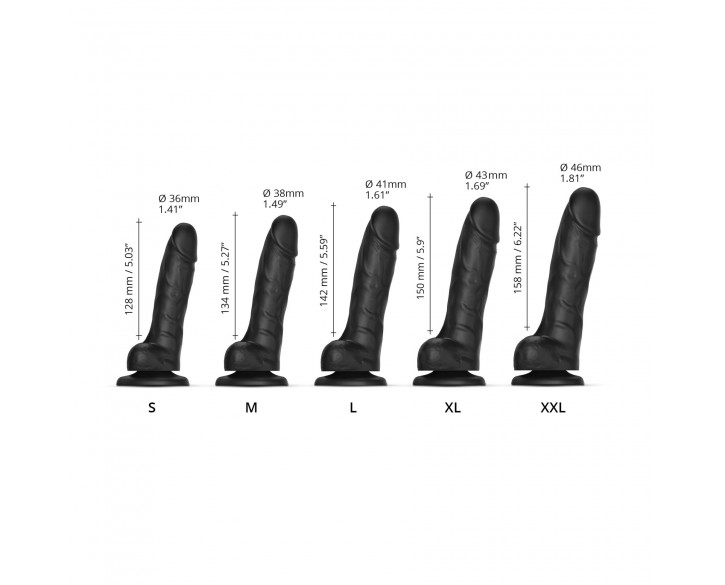 Реалістичний фалоімітатор Strap-On-Me Sliding Skin Realistic Dildo Black - S, ефект рухливої шкіри