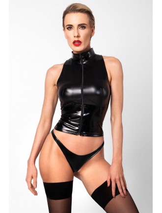 Топ Noir Handmade F324 Glam wetlook top with vinyl corset - S