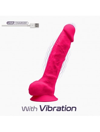 Фалоімітатор з вібрацією SilexD Vetus Vibro Pink (MODEL 1 size 8in), двошаровий, діаметр 4,2см