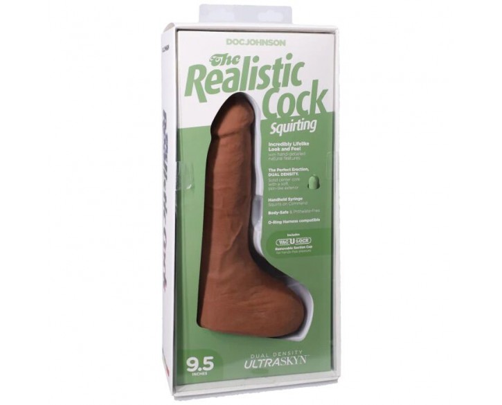 Фалоімітатор, що кінчає Doc Johnson The Realistic Cock ULTRASKYN - Squirting 9,5 Inch Caramel