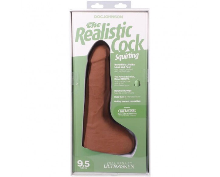 Фалоімітатор, що кінчає Doc Johnson The Realistic Cock ULTRASKYN - Squirting 9,5 Inch Caramel