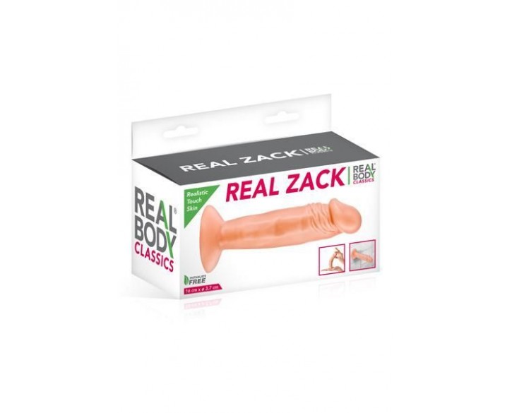 Фалоімітатор Real Body — Real Zack Flesh, TPE, діаметр 3,7 см