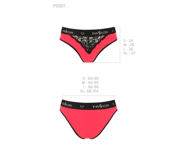 Трусики з широкою гумкою і мереживом Passion PS001 PANTIES red/black, size L