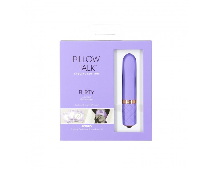 Розкішний вібратор Pillow Talk Flirty Purple Special Edition, Сваровскі, пов’язка на очі+гра