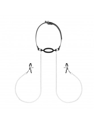 Затискачі для сосків з кляпом Bedroom Fantasies Nipple Clamps & Silicone Gag Ring