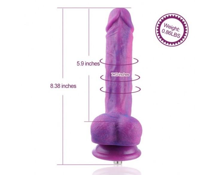 Фалоімітатор 8.2″ з вібрацією для секс-машин Hismith Purple Silicone Dildo with Vibe, KlicLok