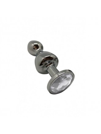 Металева анальна пробка Wooomy Lollypop Double Ball Metal Plug S, діаметр 2,8 см, довжина 8,5 см