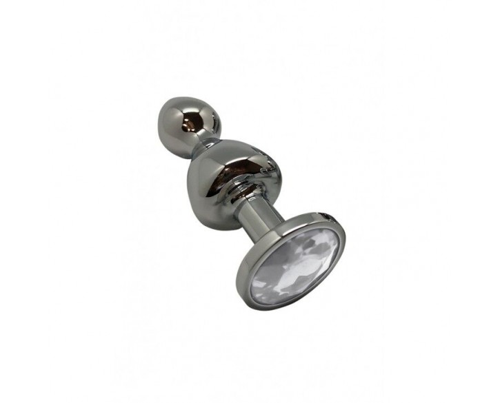 Металева анальна пробка Wooomy Lollypop Double Ball Metal Plug S, діаметр 2,8 см, довжина 8,5 см