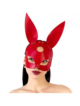 Шкіряна маска Зайчика Art of Sex - Bunny mask, колір Червоний