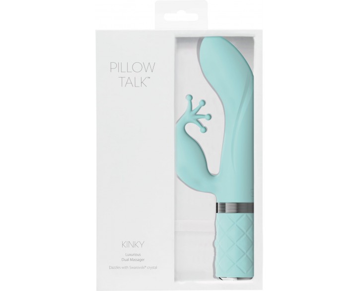 Розкішний вібратор-кролик Pillow Talk - Kinky Teal з кристалом Сваровські, потужний