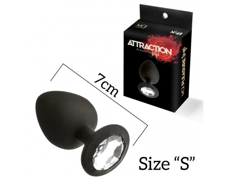 Анальна пробка з кристалом MAI Attraction Toys №47 Black, довжина 7см, діаметр 2,8 см