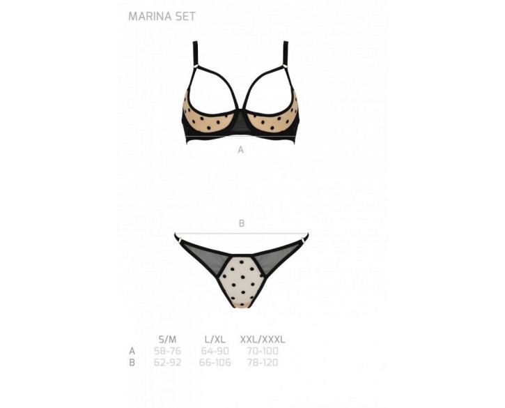 Комплект MARINA SET WITH OPEN BRA beige L/XL - Passion