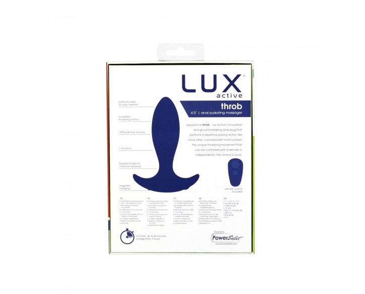 Анальна пробка з пульсацією Lux Active – Throb – 4.5" Anal Pulsating Massager, пульт ДК