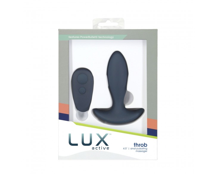 Анальна пробка з пульсацією Lux Active – Throb – 4.5" Anal Pulsating Massager, пульт ДК