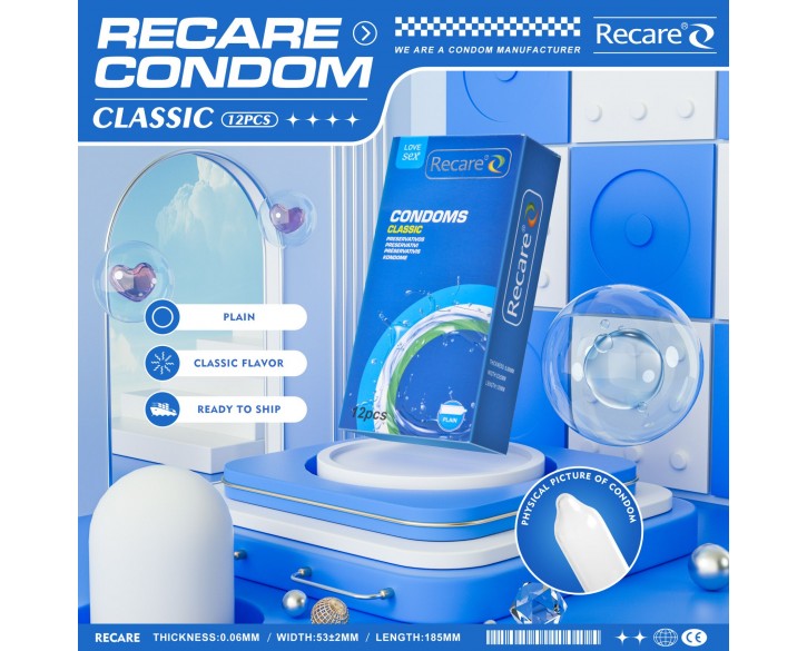 Презервативи Recare Classic Condoms 12 шт, класичні