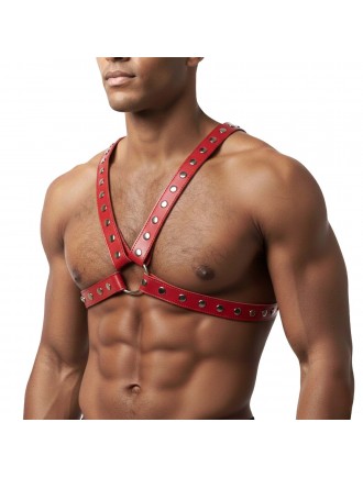 Чоловіча портупея Art of Sex - Spartacus, екошкіра, колір червоний, розмір XS-M