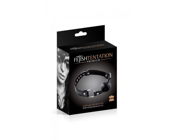 Кляп Fetish Tentation Premium Leather gag with silicone ball Black