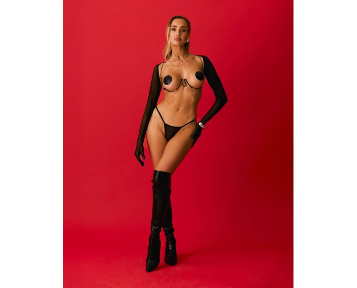 Прикраса на тіло Obsessive Lustique Black harness bra S/M/L