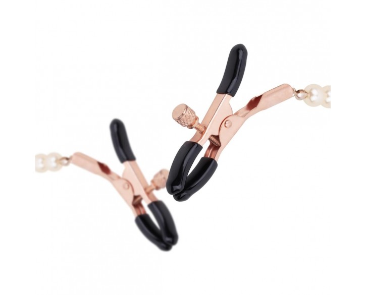 Затискачі для сосків з перлинним ланцюжком Rosy Gold - Nipple Clamps Pearls