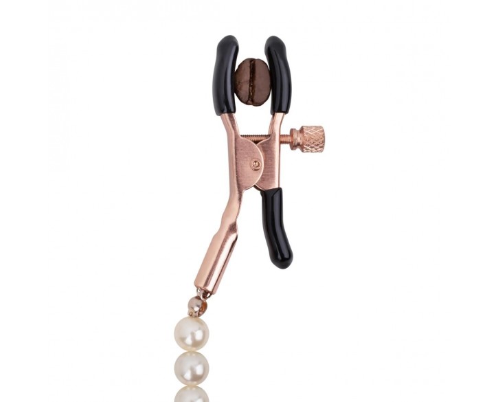 Затискачі для сосків з перлинним ланцюжком Rosy Gold - Nipple Clamps Pearls