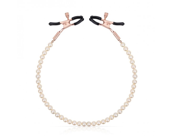 Затискачі для сосків з перлинним ланцюжком Rosy Gold - Nipple Clamps Pearls