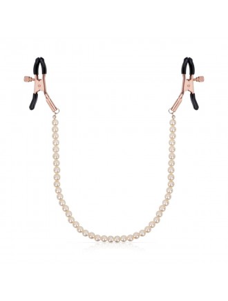Затискачі для сосків з перлинним ланцюжком Rosy Gold - Nipple Clamps Pearls
