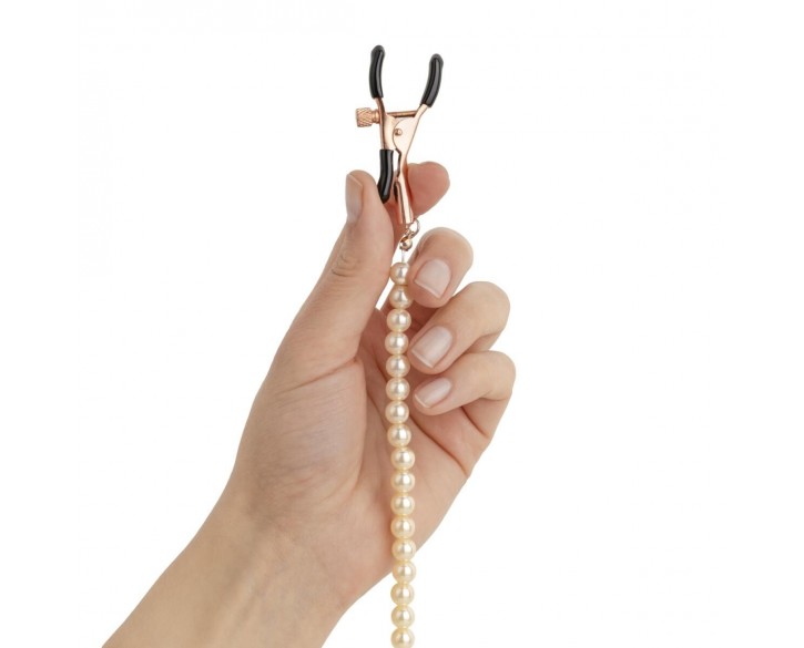 Затискачі для сосків з перлинним ланцюжком Rosy Gold - Nipple Clamps Pearls