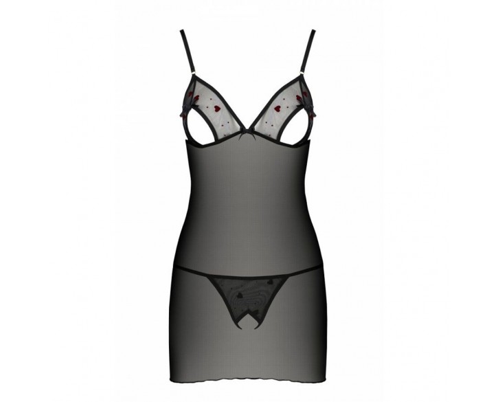 Сорочка з вирізами на грудях + стрінги LOVELIA CHEMISE black XXL/XXXL - Passion