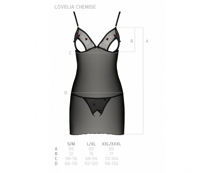 Сорочка з вирізами на грудях + стрінги LOVELIA CHEMISE black XXL/XXXL - Passion