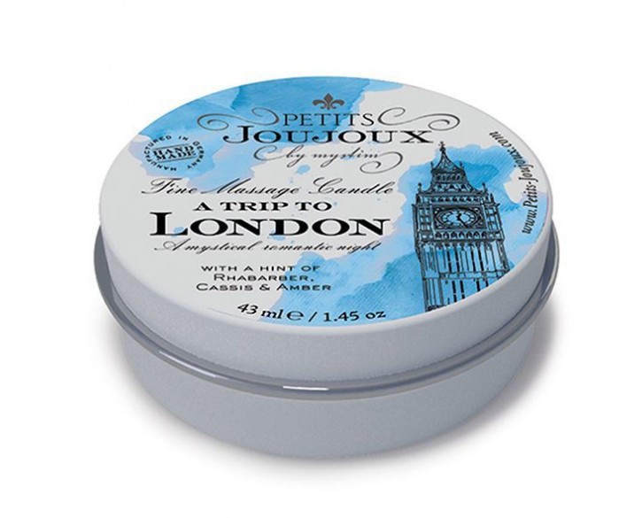 Масажна свічка Petits Joujoux - London - Rhubarb, Cassis and Ambra (43 мл) з афродизіаками