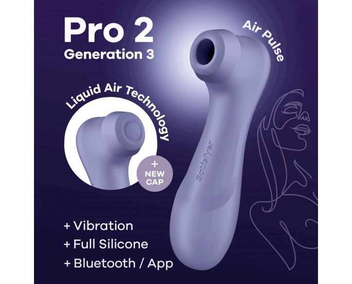 Вакуумний кліторальний стимулятор Satisfyer Pro 2 Generation 3 with Liquid Air Connect App Lilac