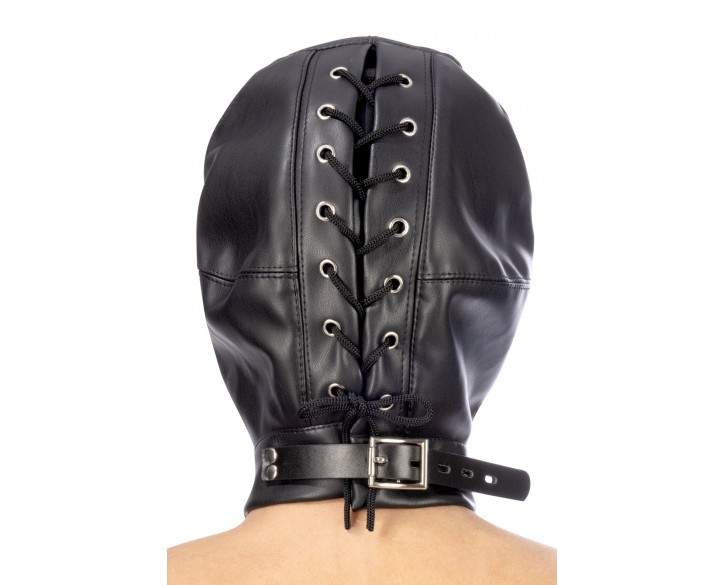 Капюшон для БДСМ зі знімною маскою Fetish Tentation BDSM hood in leatherette with removable mask