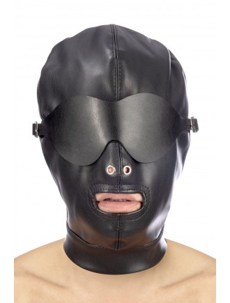 Капюшон для БДСМ зі знімною маскою Fetish Tentation BDSM hood in leatherette with removable mask