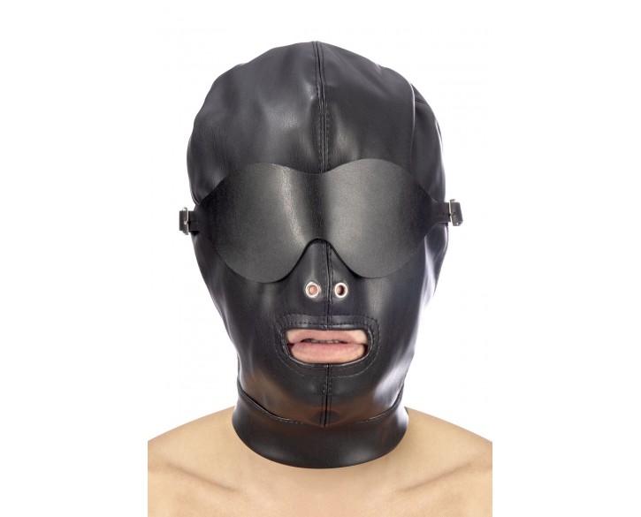 Капюшон для БДСМ зі знімною маскою Fetish Tentation BDSM hood in leatherette with removable mask