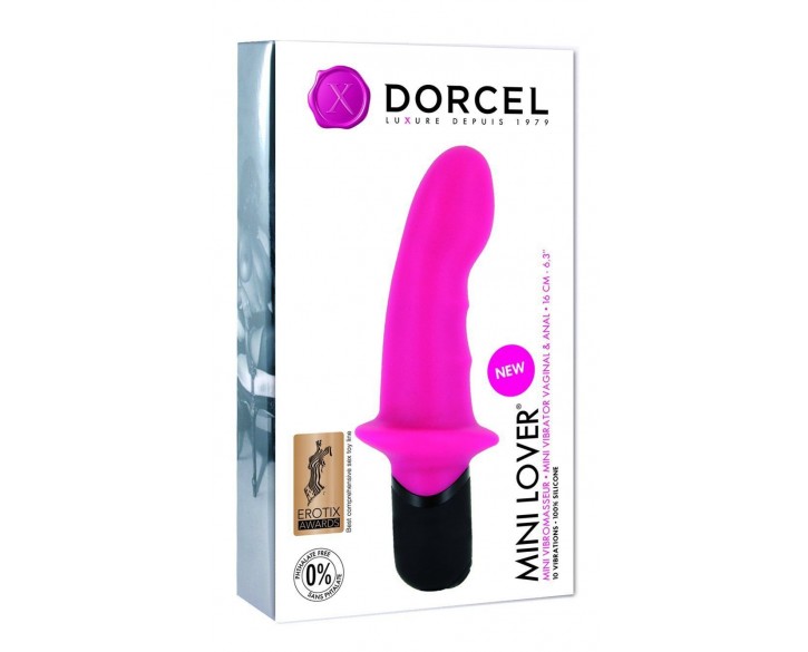 Вібратор Dorcel Mini Lover Magenta з обмежувачем, для точки G і масажу простати