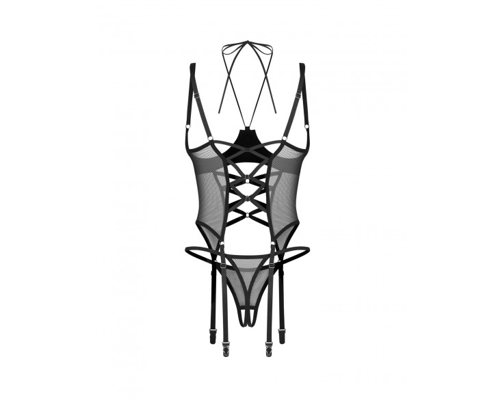 Корсет Obsessive Dominna cupless corset & crotchless thong S/M