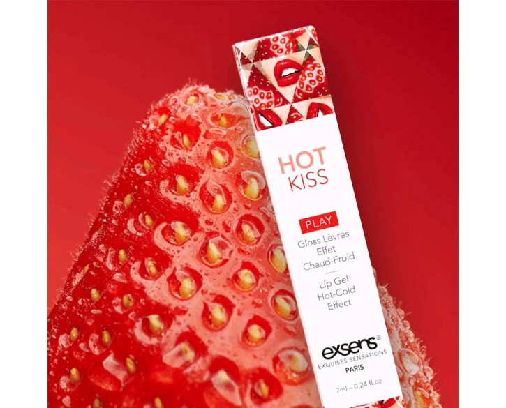 Стимулювальний блиск для губ EXSENS Strawberry Hot Kiss 7 мл, зігріває та охолоджує