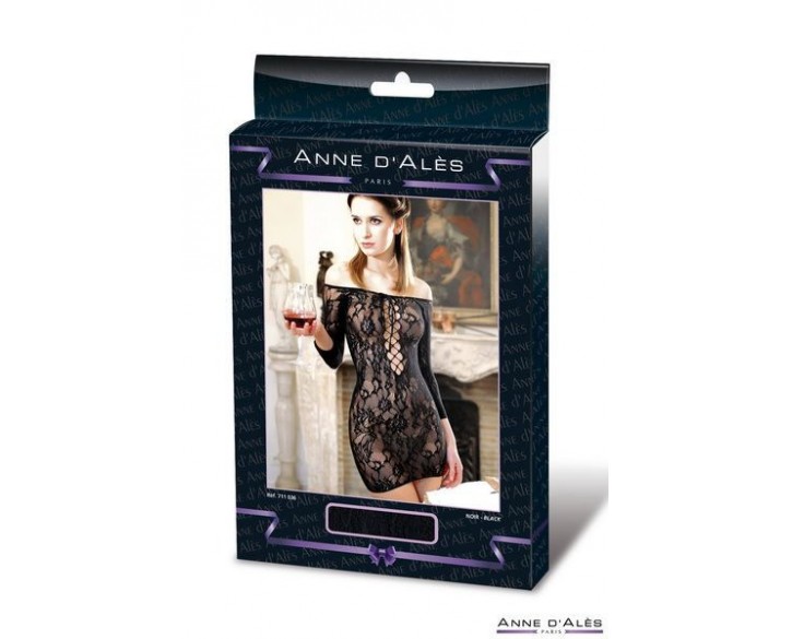 Сукня-сітка з декольте Anne De Ales FETISH DINNER Black S / M, оголене плече