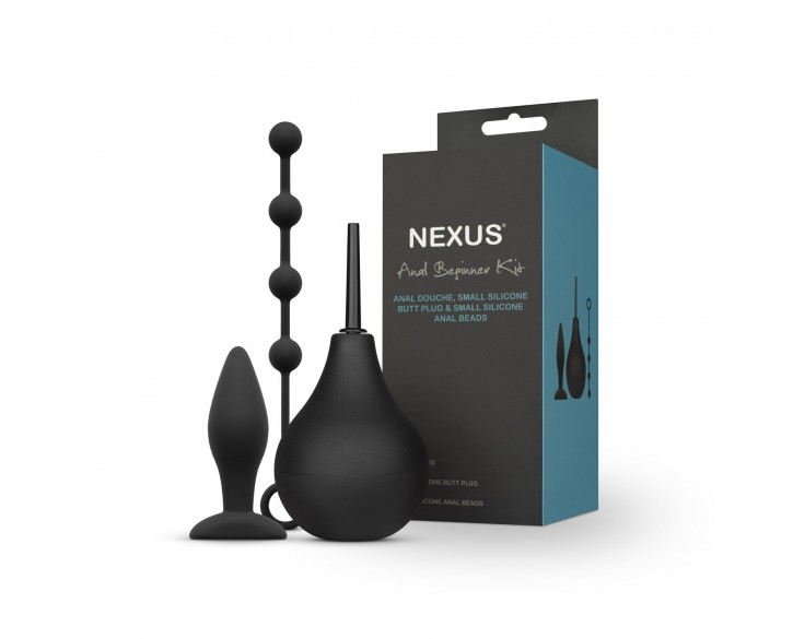 Набір новачка для анальної стимуляції Nexus ANAL BEGINNER KIT, спринцівка 224 мл, анальне намисто 20