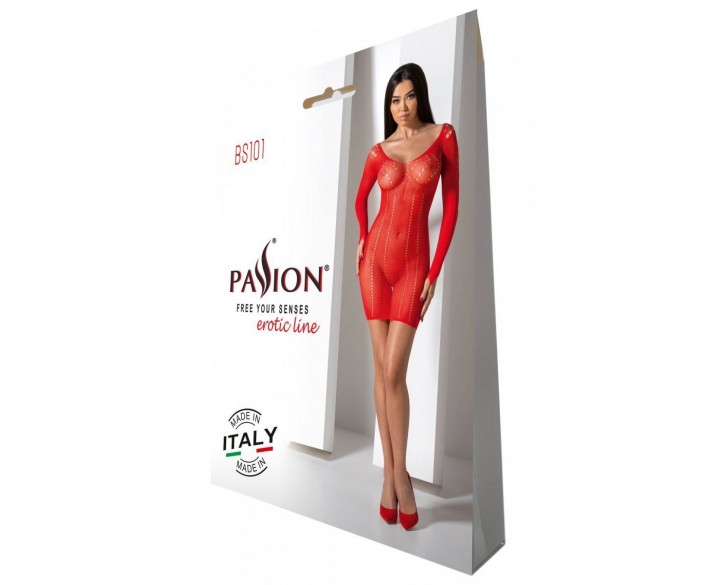 Напівпрозора мінісукня Passion BS101 One Size, red, рукави-мітенки